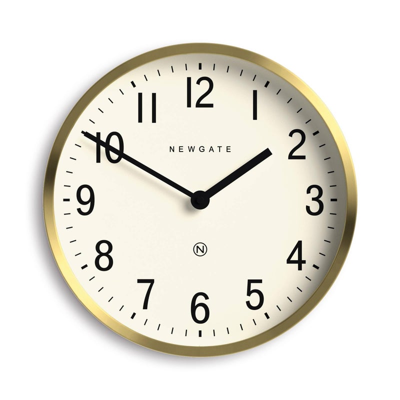 NEWGATEÂ® Master Edwards Wall Clock | Mid Century Style Clock | 12 inch | Deep Metal case with Brass/Gold Finish | Modern Retro Design for Kitchen, Living Room or Office - Image 1
